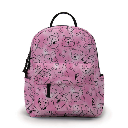 Mini Backpack - Dogs On Pink