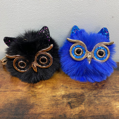 Keychain - Fuzzy Owl Pom Pom