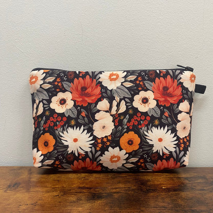 Pouch - Floral, Cream And Orange