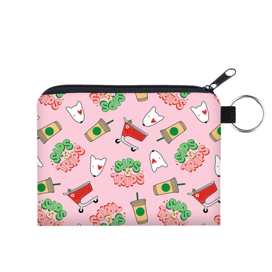 Mini Pouch - Sips & Trips Pink